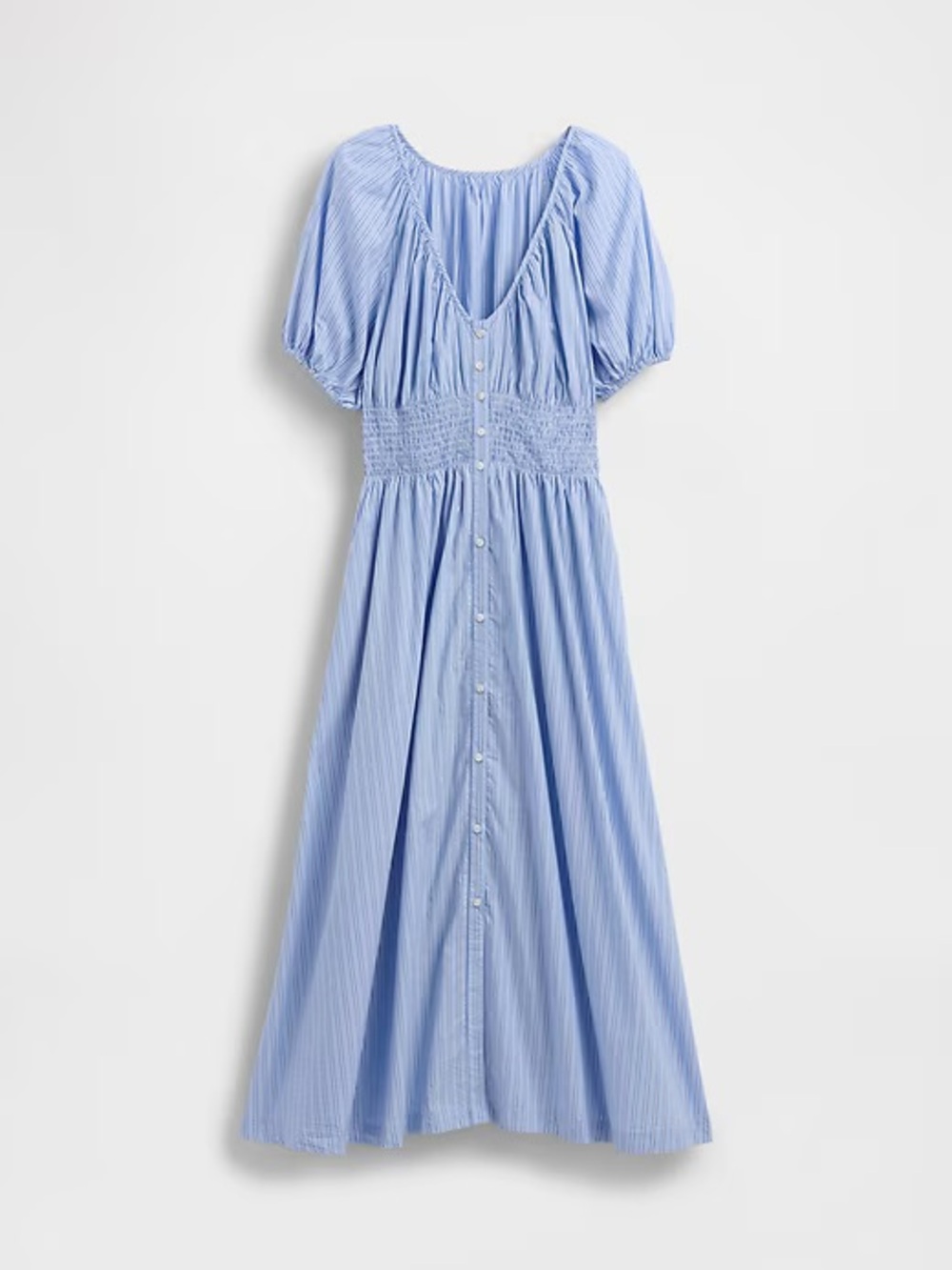 Gap - puff sleeve midi dress - blue stripe - L - Picture 2 of 6